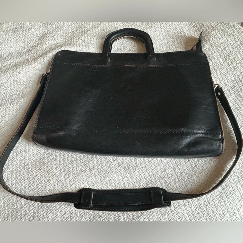TORNABUONI TUSCANY Men's Black Leather Briefcase Messenger Travel Work Bag